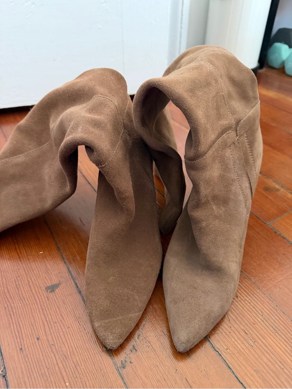 Steve Madden Brown Suede Pointed-Toe Slouch Boots